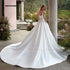 Elegant Simple Square Collar Satin Wedding Dress A-Line Backless Gown with Pockets